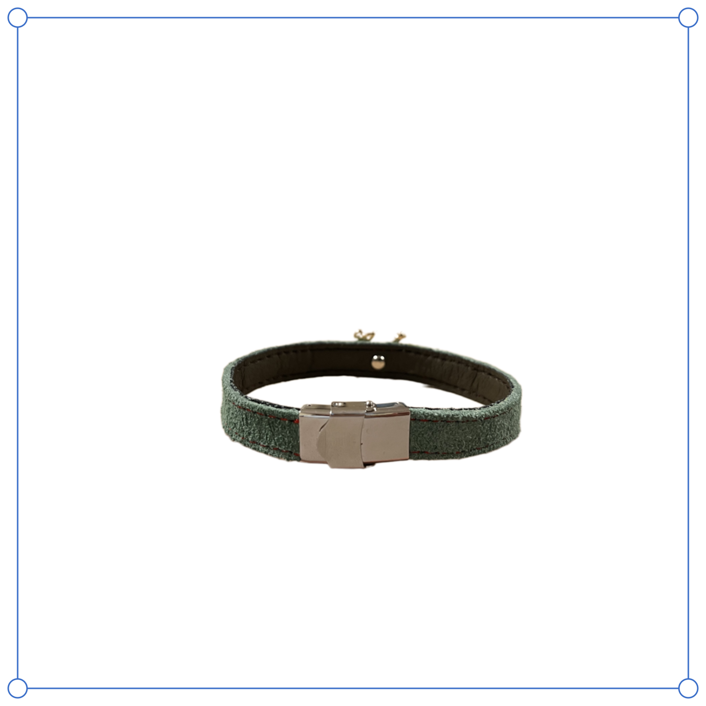 Pulsera en piel de ante verde con bandera de España| Cristo Legionario