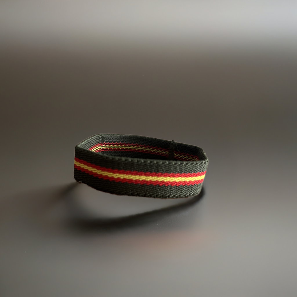 Pulsera elástica verde militar con bandera de España