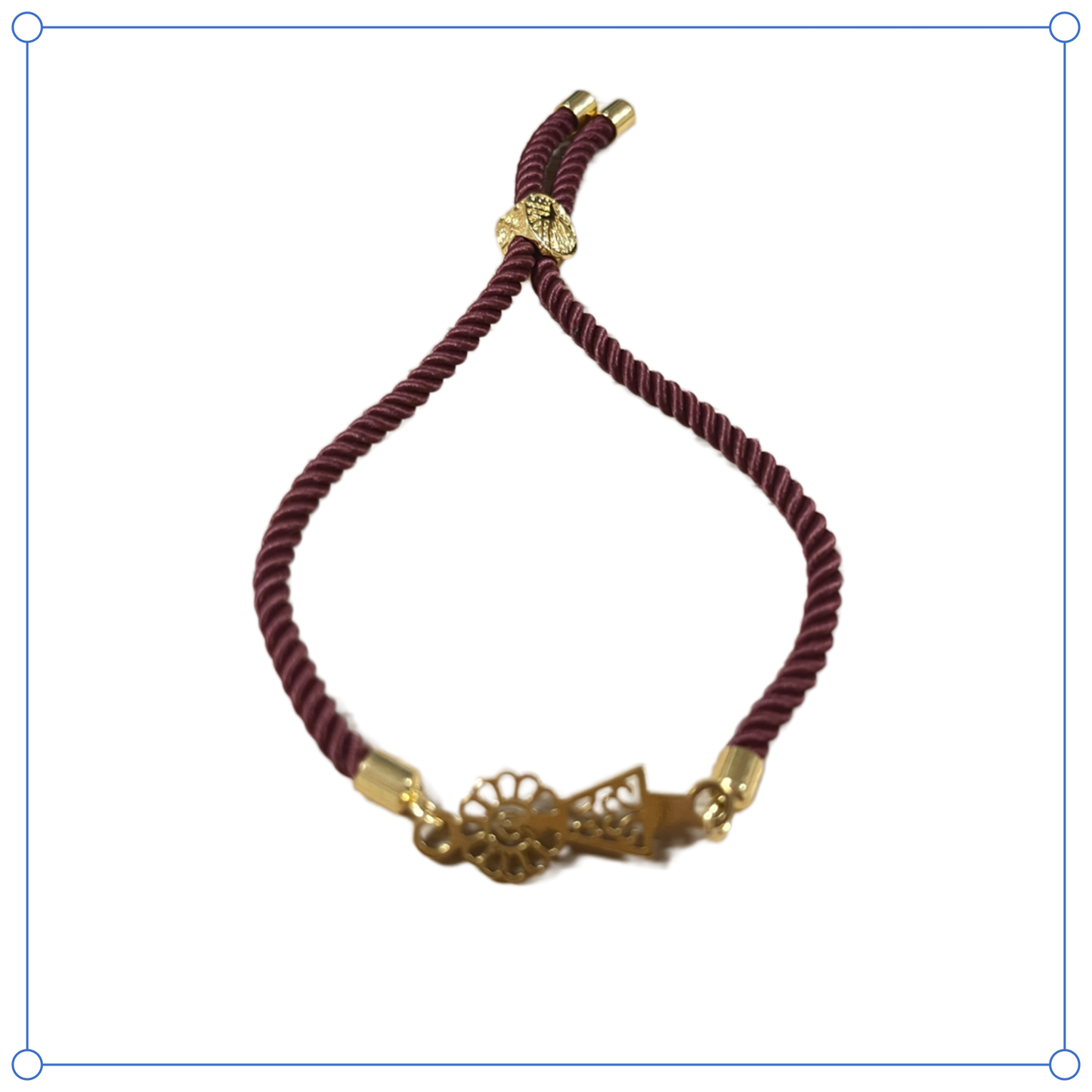 Pulsera Virgen del Pilar | Cordón verde y detalles dorados