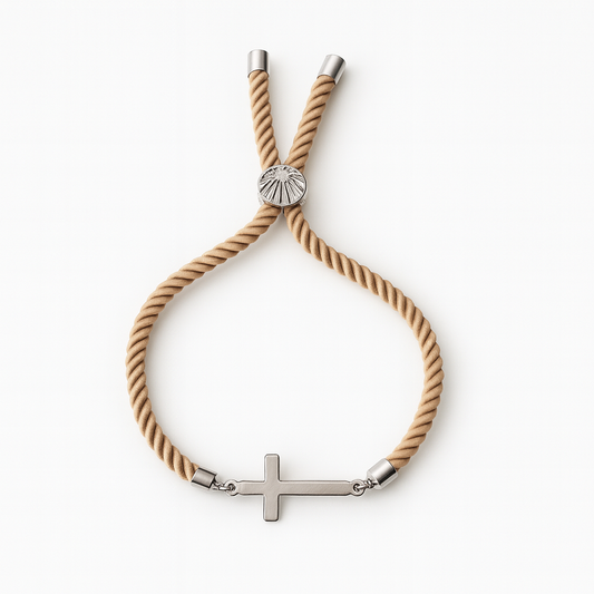 Pulsera trenzada con cruz de acero | Cayetanos