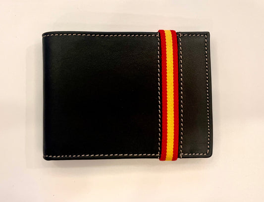 Cartera negra de Piel Ubrique con Bandera de España