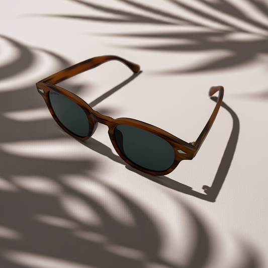 Gafas de Sol Cayetanos – Modelo Formentera UV400 con Montura Carey Miel y Lentes Verde Oscuro
