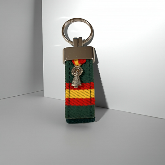 Llavero verde con bandera de España | Virgen del Pilar