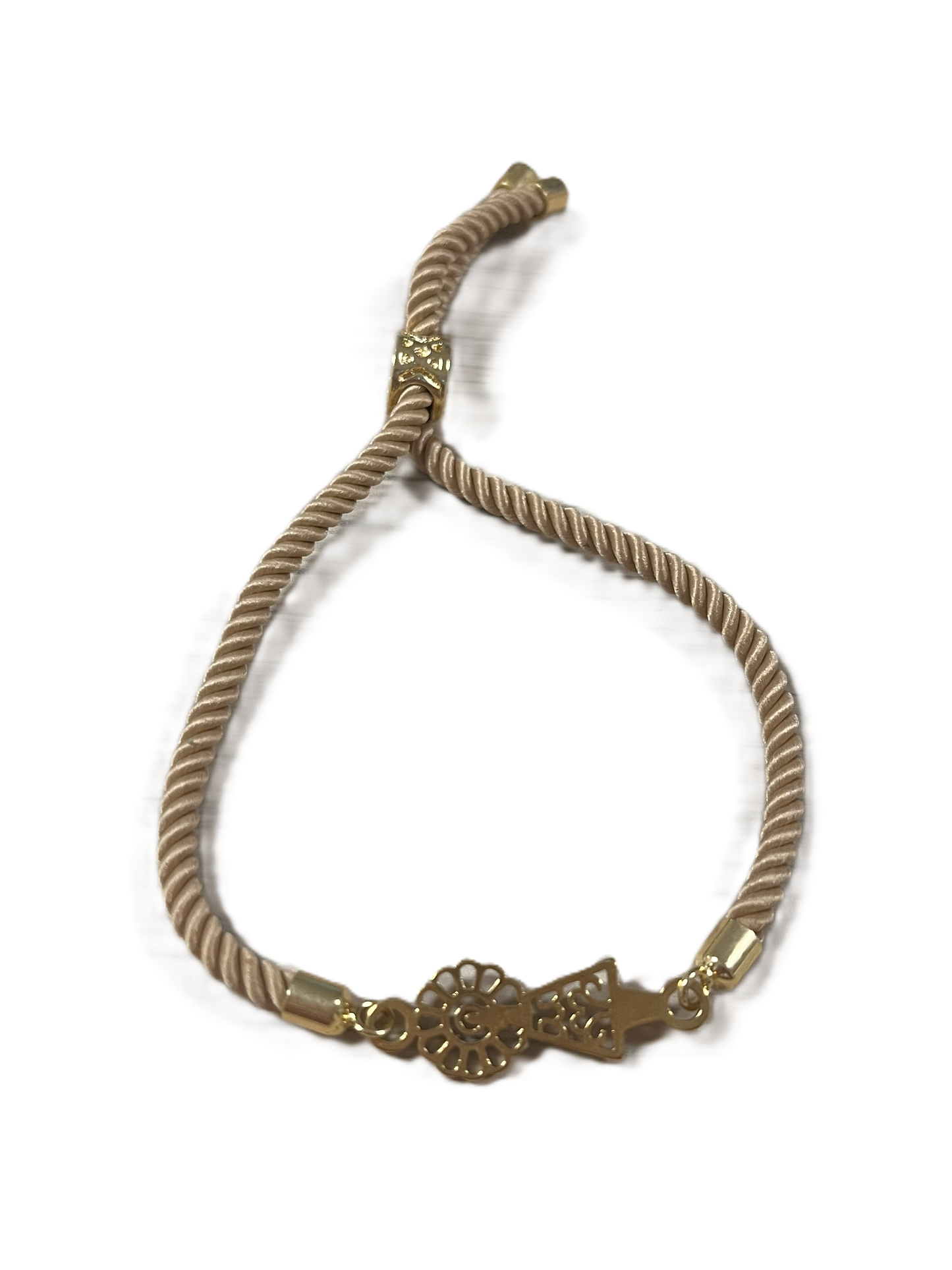 Pulsera Virgen del Pilar | Cordón verde y detalles dorados